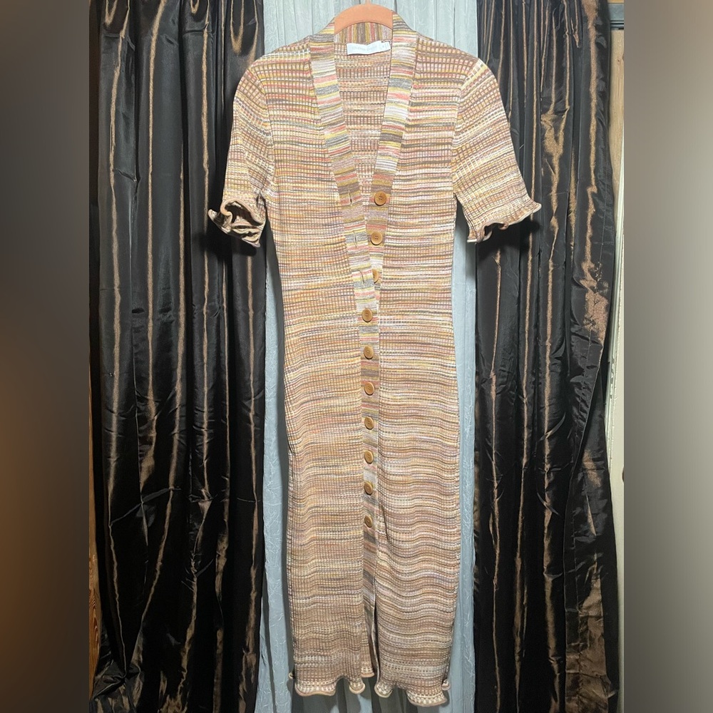 JONATHAN SIMKHAI Striped Midi Length Dress Sz. M - Picture 2 of 8